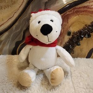Ferrero Kinder Surprise White Polar Bear in Red Santa Hat and Scarf Stuffed Anim